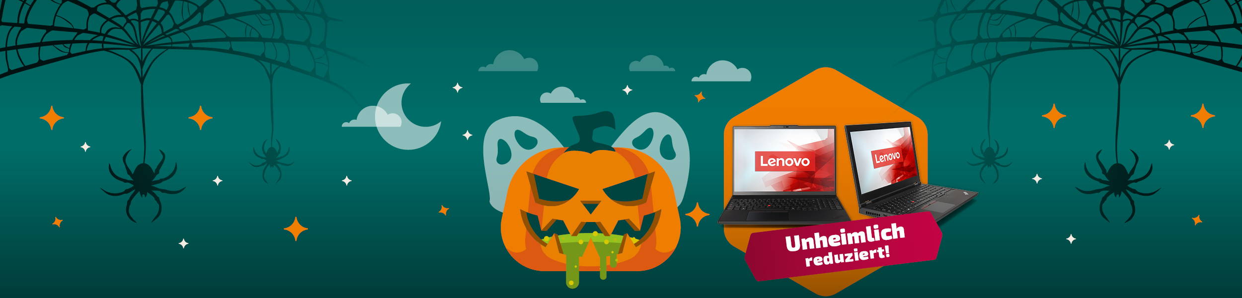 Der Banner zeigt eine Aktion Halloween mit Lenovo