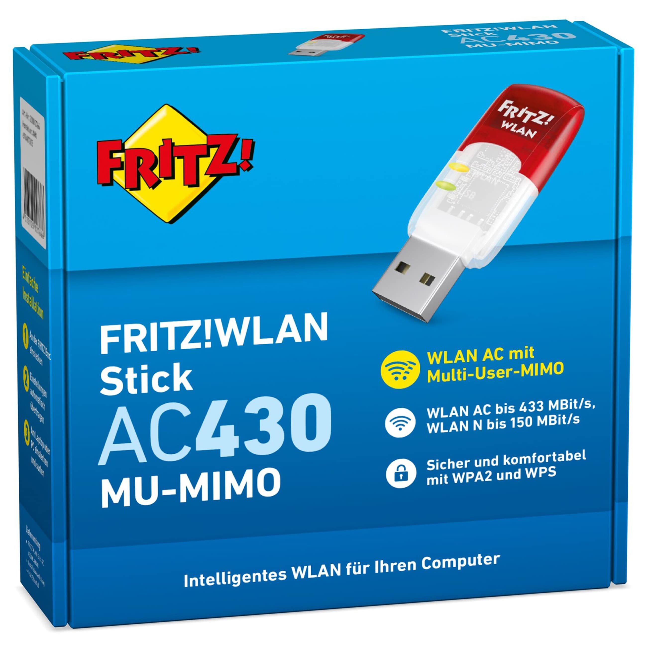 AVM FRITZ!WLAN Stick AC 430 MU-MIMO - Rot - Neu